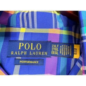 Polo Ralph Lauren Mens 2XLT Performance Plaid Button Down Shirt Blue Multi NEW